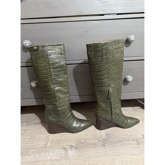 Franco Sarto Women's Estella Pointed Toe Wedge Tall Boot Knee High 8.5 - Picture 2 of 6